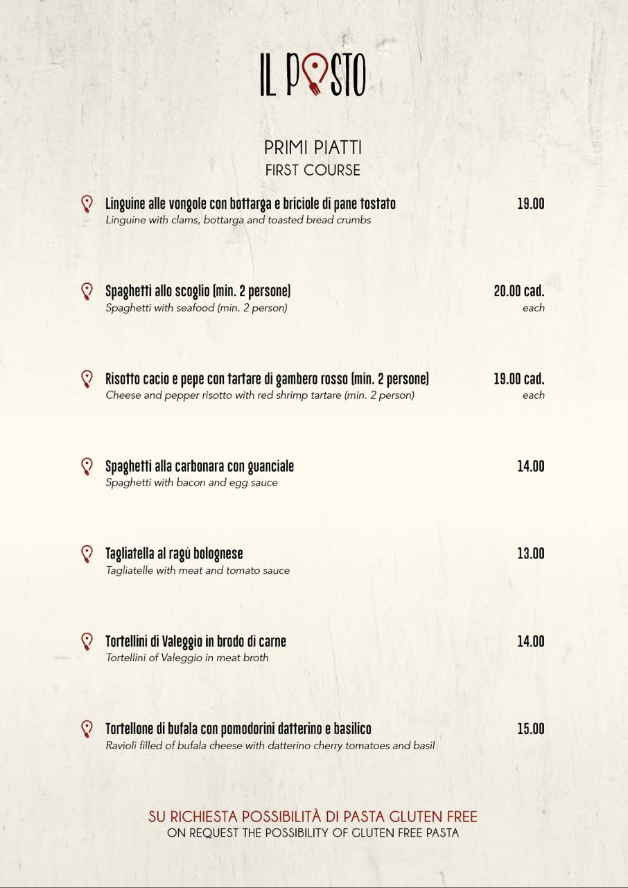 Menù – Il Posto